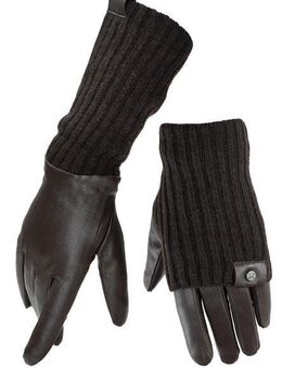 PEARLWOOD Lederhandschuhe ROMY (1 Paar) Fleecefutter, als Lang-oder Kurzhandschuh zu tragen, Strickbündchen