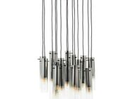 Brilliant Pendelleuchte Glasini, ohne Leuchtmittel, 199 x 52 cm, 14 x E14, kürzbar, Metall/Rauchglas, matt schwarz