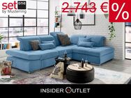 Ecksofa Musterring 291x226cm Blau Schlaffunktion Federkern SO4100 - Köln