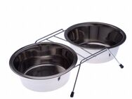 Doppel-Edelstahlnapf mit Ständer - 2 x 350 ml, Ø 13 cm
