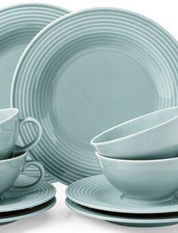 Seltmann Weiden Teeservice Geschirr-Set Beat (18-tlg), 6 Personen, Porzellan, Teller, Tassen, Untertassen, Rillendekor, 18 Teile, für 6 Personen