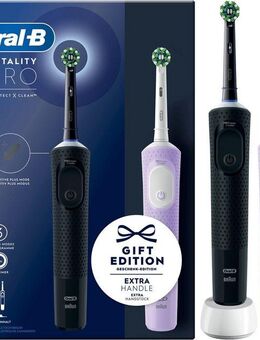 Oral-B Elektrische Zahnbürste Vitality Pro, Aufsteckbürsten: 2 St., 3 Putzmodi, Doppelpack