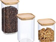 Zeller Present Vorratsglas, Borosilikatglas, Holz, Silikon, (Set, 3-tlg), mit Bambusdeckel