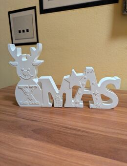 Keramik Weihnachtsdekoration Xmas Schriftzug mit Rentier - Heideblick