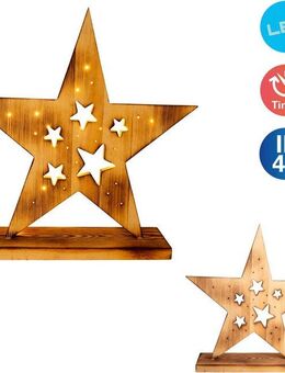 näve LED Dekoobjekt LED-Holzstern H: 49cm, Weihnachtsdeko aussen, Ein-/Ausschalter, LED fest integriert, Warmweiß, Timerfunktion (6on/18off), AA Batterie 1,5V, für Außen geeignet