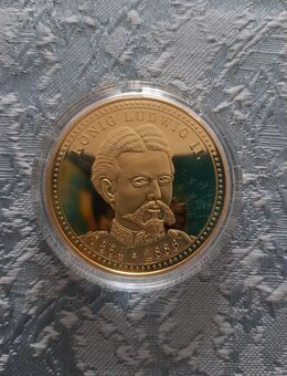 Gedenkkupfermünze mit 24-Karat-Gold Auflage König Ludwig II. - Berlin Spandau