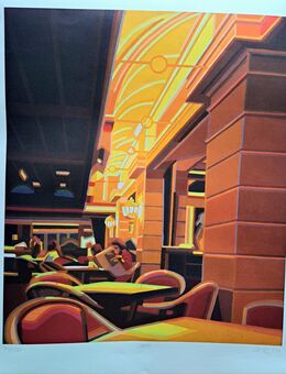 Lithographie "Cafe" - von Werner Opitz - Kunstdruck Sonderedition von 2004 - Konstanz