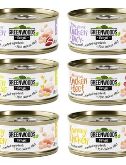 Gemischtes Probierpaket Huhn Greenwoods Delight 6 x 70 g - Mixpaket (4 Sorten)