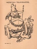 Alte Grafik ,Karikatur : Kerenski Triumphator , Direktorium , von Emil Döpler d.J. , Russland , Blatt 20,5cm x 13cm , M7 in 02828