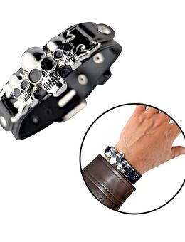 Armband mit Totenkopf Motiv Herren Modeschmuck Biker Motorrad Vintage Schwarz 10,90€* - Villingen-Schwenningen