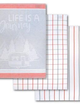 Dyckhoff Geschirrtuch Journey, mit 3 verschiedenen Motiven, LIFE IS A JOURNEY, (Set, 3-tlg), aus 100% Baumwolle, Maße je Tuch ca. 50x70 cm