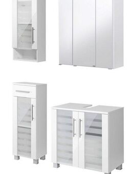 welltime Badmöbel-Set Jaca, (4-St), Badmöbel-Set mit hochglanz Fronten