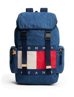Tommy Jeans Rucksack TJM ARCHIVE DENIM BACKPACK, Unisex Travelrucksack mit zwei Reißverschluss-Seitentaschen