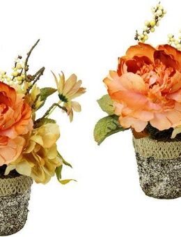 Kunstpflanze Gesteck aus Chrysantheme, I.GE.A., Höhe 19 cm, Im Topf, 2er Set