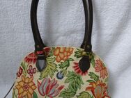 Sander Damenhandtasche "Motiv Blumen" - Farbiger Brokatstoff - Aachen