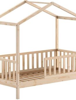 Home affaire Hausbett Junior Hausbett 70/140, umlaufender Rausfallschutz, stabil gebaut (B/H/T ca. 148x150,6x75,8cm, in verschiedenen Farben erhältlich), inkl. Rolllattenrost und Dachaufbau