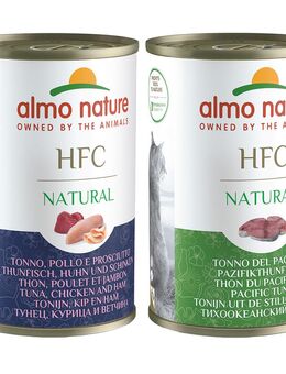 Sparpaket Almo Nature HFC Natural 12 x 140 g - Mixpaket (Pazifikthunfisch & Thunfisch/Huhn/Schinken)