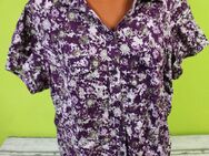 Bluse 2XL 50 kurzarm lila weiß Muster Damenbluse Hemdbluse Damenhemd - Mühlberg (Elbe)