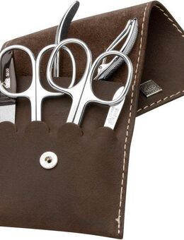 ERBE Maniküre-Etui, 5 tlg., Rindleder-Etui mit Druckknopf