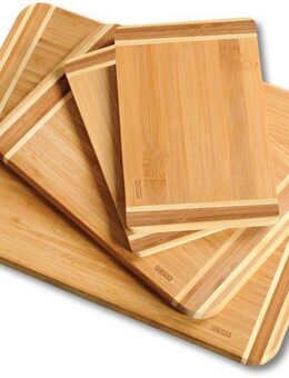 KESPER® Schneidebrett, Bambus, (Set, 4-St), (1x 38x28,5x1,6 cm, 1x 28,5x20x1,6 cm, 2 x 25x15x1 cm)