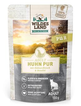 Sparpaket Wildes Land Cat 24 x 100 g - Huhn Pur mit Distelöl