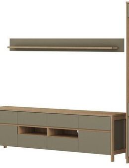 Home affaire Wohnwand Stranda, moderne Anbauwand, Komplettset im Scandi-Style, (4-St), enthält zwei Vitrinen, Lowboard und Wandboard, 344 cm breit