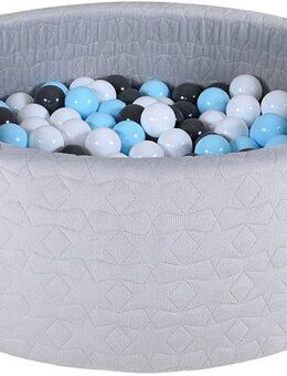 Knorrtoys® Bällebad Soft, Geo Grey, mit 300 Bälle creme/Grey/lightBlue, Made in Europe