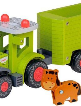 Happy People Spielzeug-Traktor CLAAS Kids Axion 870, aus Holz, mit Viehanhänger