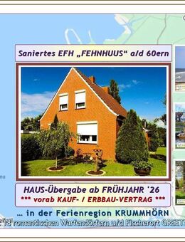 Nahe GREETSIEL von privat: Saniertes, modernisiertes u. gepflegtes EF "FEHNHAUS" mit Garage, NeGeb. auf großem Grdst. - Krummhörn