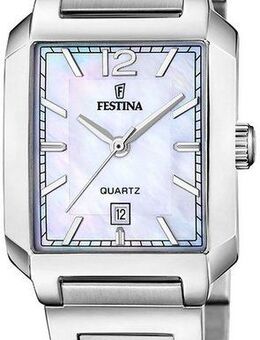Festina Quarzuhr On The Square F20679/2, Armbanduhr, Damenuhr, Edelstahlarmband, Datum