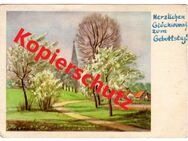 Alte Künstlerkarte „Herzlichen Glückwunsch zum Geburtstag“, gelaufen 1946 - Landsberg