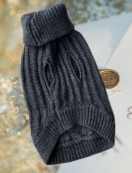 Winter Strickpullover für Hunde, Grösse S, Dunkelgrau - Aarburg