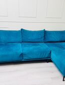 Eckcouch/ L-Couch petrol samt in 12459