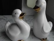 Gilde Handwerk Keramik Ente Gans weiß gold 2 Deko Figuren zusammen 5,- - Flensburg