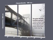 Roll-Up Bannerdisplay: "KW-Brücke geheimnisvoll im Nebel" als 3er-Set - Bestatterbedarf: Deko (nicht nur) für Trauerhallen und Trauerfeier: 300 x 200 cm - Wilhelmshaven Zentrum