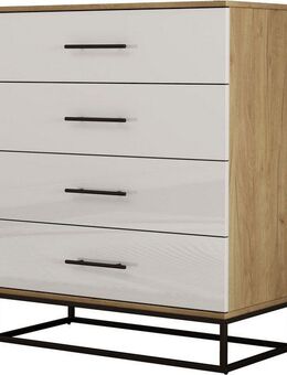 OTTO home Schubkastenkommode Lucca Sideboard mit schwarzen Griffen 4 Schubladen Kufengestell (Hochwertige Hochglanzfronten in weiß), Kommode Wäscheschrank im Loft Design mit 4 Schubladen