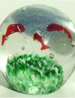 Paperweight / Glaskugel / Briefbeschwerer Aquarium Fische Gras drei orange/rote Fische unter einem Fischernetz Höhe ca. 8 bis 9 cm - Hamburg Wandsbek