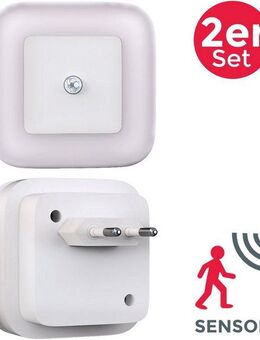 B.K.Licht LED Nachtlicht Start, Bewegungsmelder, Nachtlichtfunktion, LED fest integriert, Warmweiß, Nachtleuchte, Flurlicht, Bewegungsmelder, Dämmerungssensor, 2er SET