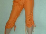 Caprihose, Sommerhose, Hose, orange mit Raffung, Gr. S - Düsseldorf