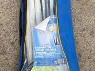 Badminton-Set mit Netz, neu, ovp. + 4 Schläger mit Netz (1 Ball) + 2 Diabolo (grün + rot) + Move-it-bag (Bewegungsförderung), inkl. Beutel + Sonnenschirm, weiß/grün/blau - München