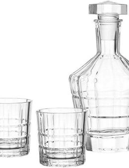 LEONARDO Gläser-Set SPIRITII, Glas, 3-teilig (1 Karaffe, 2 Gläser), Reliefoptik