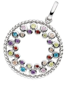 JOBO Kettenanhänger Anhänger mit 28 bunten Zirkonia, 925 Silber