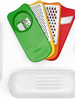 OXO Good Grips Multireibe, Edelstahl, Kunststoff, (Set), Spiralschneider-, Reibe-, Hobel-Set