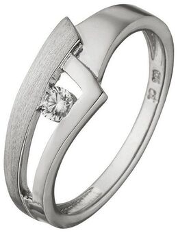 JOBO Fingerring, 925 Silber teil matt mit 1 Zirkonia