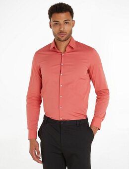 Calvin Klein Businesshemd POPLIN STRETCH SLIM SHIRT mit Kentkragen, Logoprint auf Brusthöhe