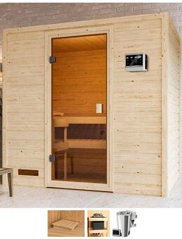 welltime Sauna Sunie, BxTxH: 195 x 145 x 187 cm, 38 mm, 3,6-kW-Bio-Plug & Play Ofen mit ext. Steuerung