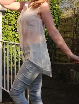 Lange Vokuhila Chiffon Bluse, transparent, durchsichtig, H&M, hinten länger, vorne kürzer, Gr. S 36 - Düsseldorf
