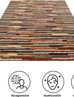 THEKO Wollteppich Gabbeh Multi, Handweb Teppich, meliert, reine Wolle, rechteckig, Höhe: 15 mm, Wohnzimmer, Schlafzimmer, Esszimmer
