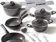 STONELINE Topf-Set, Aluminium (Set, 14-tlg., Bratentopf 22 cm, je 1 Kochtopf 18/20 cm, je 1 Bratpfanne 16/20/24 cm), Keramik-Antihaftbeschichtung, Induktion