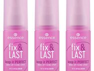 Essence Fixierspray fix & LAST keep it PERFECT MAKE-UP FIXING SPRAY, 3-tlg., Verbesserter Sprühkopf für gleichmäßige Make-up Fixierung!